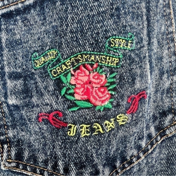 Jordache Vintage 80's Stonewash Jeans Embroidered Rose Logo High-Rise 13/14 - Picture 8 of 13